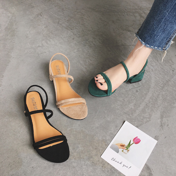 Sandale dama din piele intoarsa cu bretele subtiri in trei culori - negru, bej si verde
