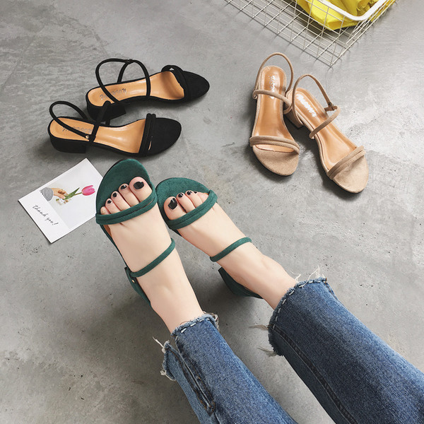 Sandale dama din piele intoarsa cu bretele subtiri in trei culori - negru, bej si verde