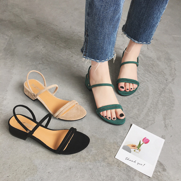 Sandale dama din piele intoarsa cu bretele subtiri in trei culori - negru, bej si verde