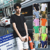 Tricou casual barbatesc simplu cu guler in forma de O - culori diferite