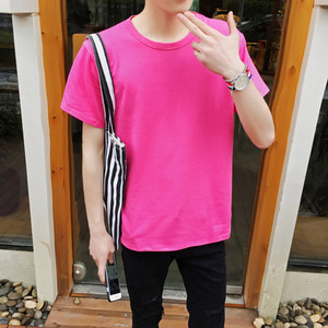 Tricou casual barbatesc simplu cu guler in forma de O - culori diferite