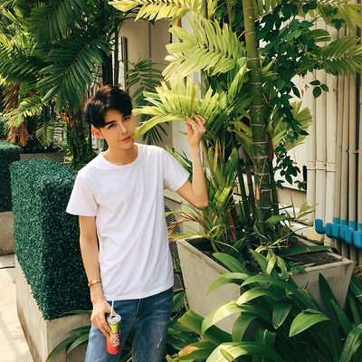 Tricou casual barbatesc simplu cu guler in forma de O - culori diferite