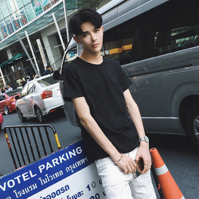 Tricou casual barbatesc simplu cu guler in forma de O - culori diferite