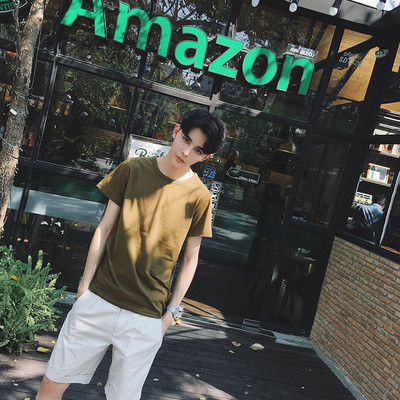 Tricou casual barbatesc simplu cu guler in forma de O - culori diferite