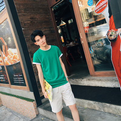 Tricou casual barbatesc simplu cu guler in forma de O - culori diferite