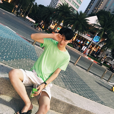 Tricou casual barbatesc simplu cu guler in forma de O - culori diferite