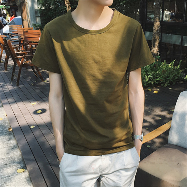 Tricou casual barbatesc simplu cu guler in forma de O - culori diferite