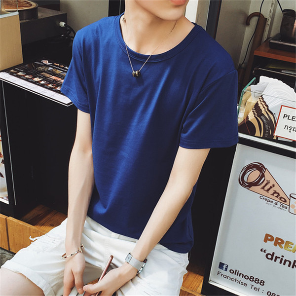 Tricou casual barbatesc simplu cu guler in forma de O - culori diferite