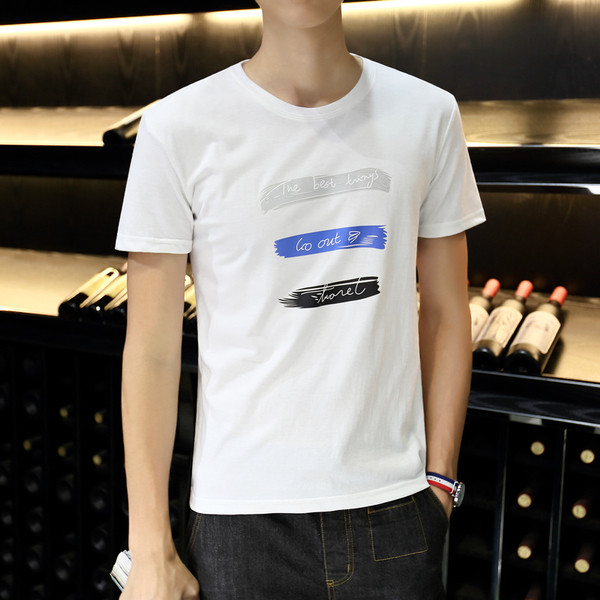 Tricou casual barbatesc cu guler in forma de O si maneci scurte in diverse modele si culori