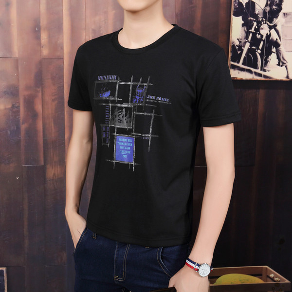 Tricou casual barbatesc cu guler in forma de O si maneci scurte in diverse modele si culori