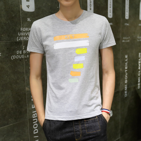 Tricou casual barbatesc cu guler in forma de O si maneci scurte in diverse modele si culori