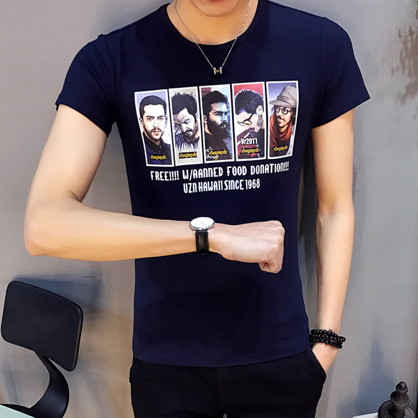 Ανδρικό μπλουζάκι με έγχρωμη εκτύπωση, λαιμό O και κοντό μανίκι - πολλά διαφορετικά μοτίβα και χρώματα