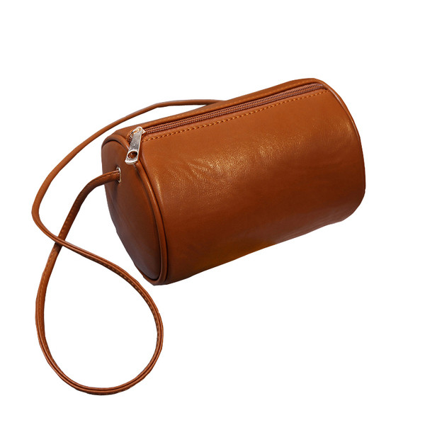 Mini geanta de dama cilindrica din piele ecologica in trei culori