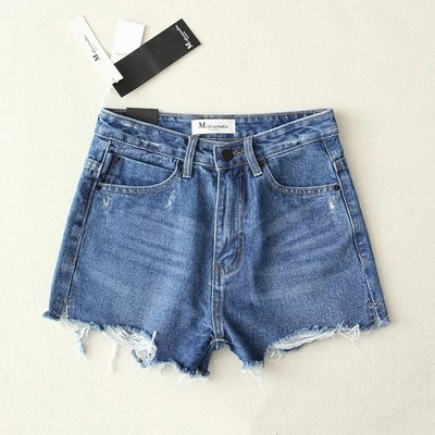 Pantaloni scurti de dama din denim cu talie inalta in trei culori si rupti