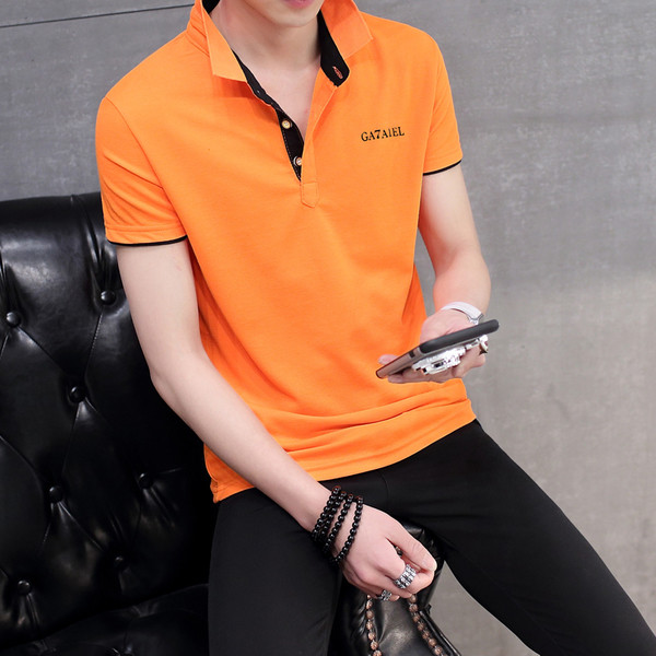 Bluză bărbătească de vară cu mâneci scurte cu guler cu rever