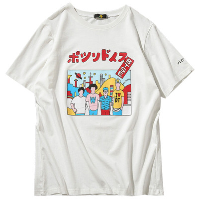 Tricou la zi cu maneci scurte - model larg + imprimeu colorat