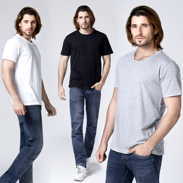 Tricou simplu pentru bărbați, într-o singură culoare, cu mâneci scurte