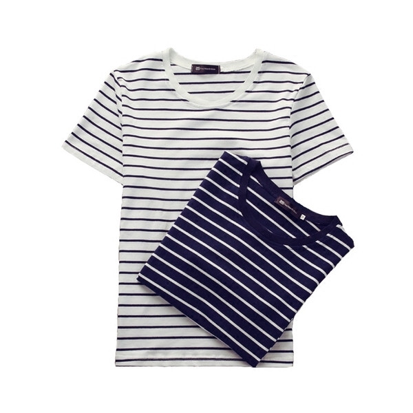 Tricou casual barbatesc cu maneci scurte si dungi - culori diferite