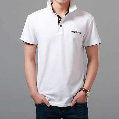 Тънка мъжка тениска в различни разцветки по яката и ръкавите