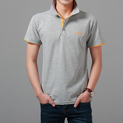 Тънка мъжка тениска в различни разцветки по яката и ръкавите