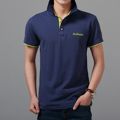 Тънка мъжка тениска в различни разцветки по яката и ръкавите