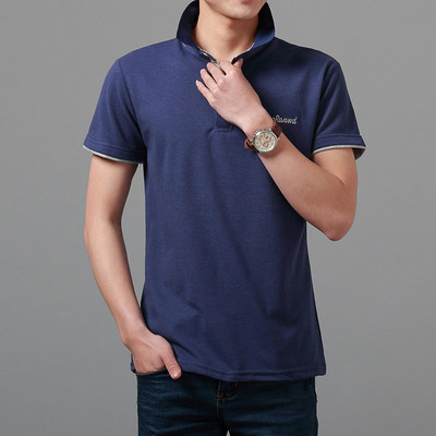 Тънка мъжка тениска в различни разцветки по яката и ръкавите