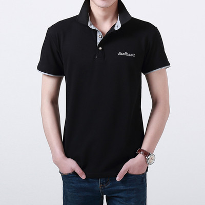 Тънка мъжка тениска в различни разцветки по яката и ръкавите