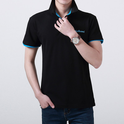 Тънка мъжка тениска в различни разцветки по яката и ръкавите