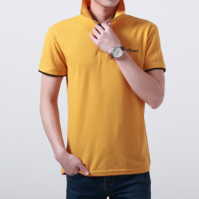 Тънка мъжка тениска в различни разцветки по яката и ръкавите