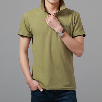 Тънка мъжка тениска в различни разцветки по яката и ръкавите