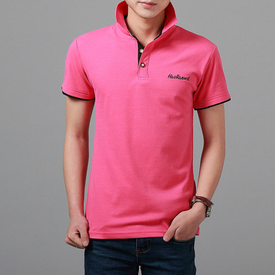 Тънка мъжка тениска в различни разцветки по яката и ръкавите