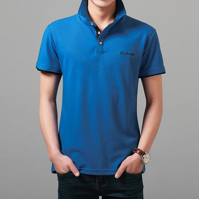 Тънка мъжка тениска в различни разцветки по яката и ръкавите