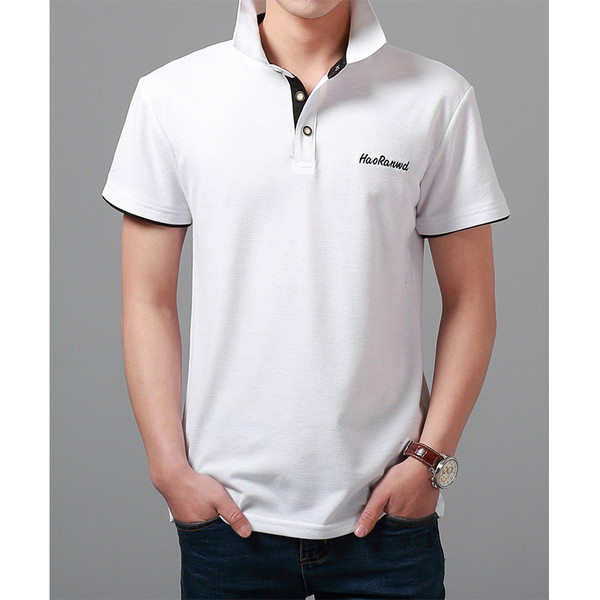 Тънка мъжка тениска в различни разцветки по яката и ръкавите