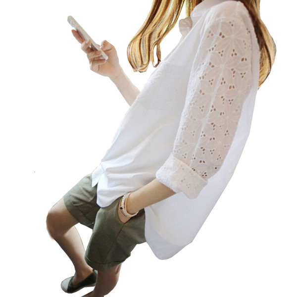 Дамска риза широк модел с бродерия на ръкавите 