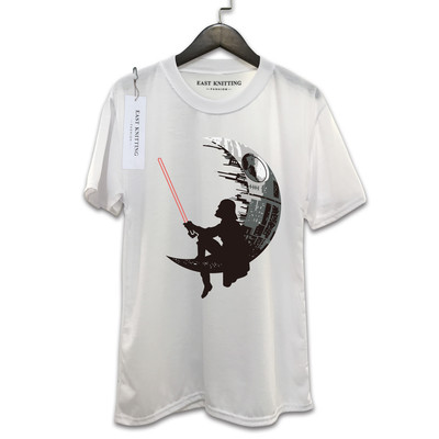 Мъжка блуза с къс ръкав и актуален принт, бял цвят