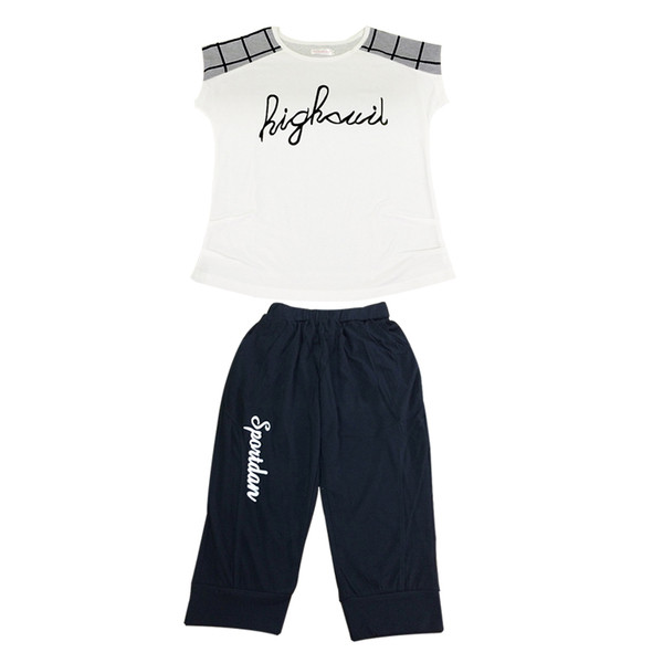 Γυναικεία casual φόρμα σε δύο τεμαχίων με λευκό, γκρι και μαύρο χρώμα