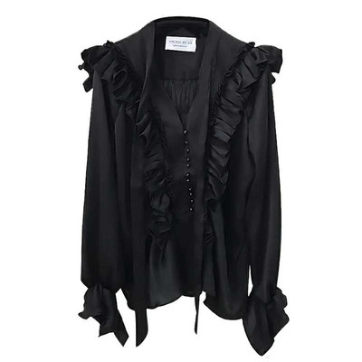 Елегантна дамска риза в два цвята с волани и разкроени ръкави