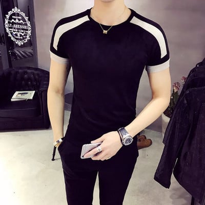 Λεπτό ανδρικό T-shirt με φαρδιά O-κολάρο - πολλά χρώματα