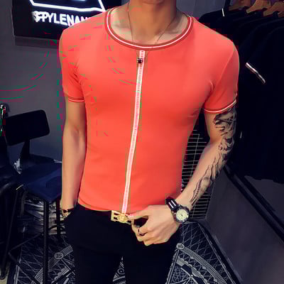 Λεπτό ανδρικό T-shirt με φαρδιά O-κολάρο - πολλά χρώματα