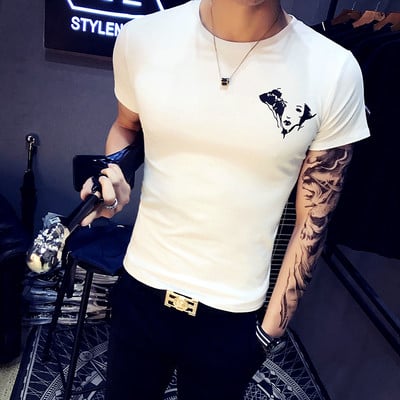 Λεπτό ανδρικό T-shirt με φαρδιά O-κολάρο - πολλά χρώματα