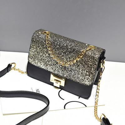 Mini geanta de dama eleganta cu paiete si lant metalic in mai multe culori