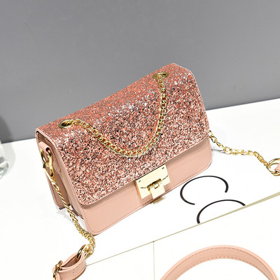 Mini geanta de dama eleganta cu paiete si lant metalic in mai multe culori