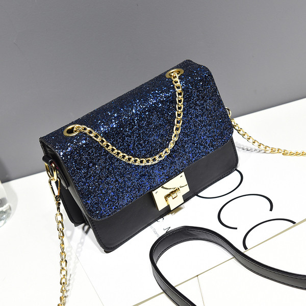 Mini geanta de dama eleganta cu paiete si lant metalic in mai multe culori