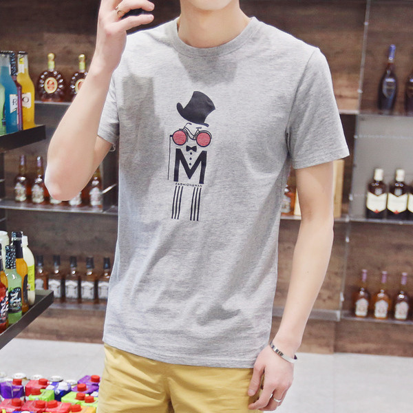 Стилна мъжка блузка за лятото с къс ръкав и интересен принт