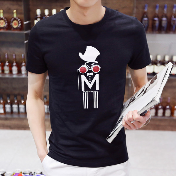 Стилна мъжка блузка за лятото с къс ръкав и интересен принт