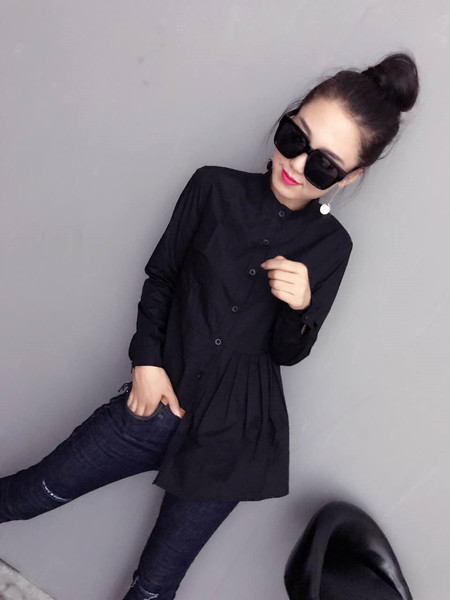 Cămașă elegantă de damă în trei culori cu lungime asimetrică