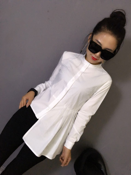 Cămașă elegantă de damă în trei culori cu lungime asimetrică