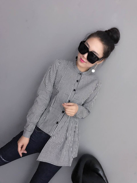 Cămașă elegantă de damă în trei culori cu lungime asimetrică