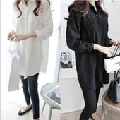 Cămașă lungă de damă în două culori cu broderie