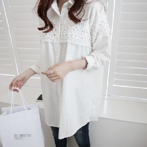 Cămașă lungă de damă în două culori cu broderie